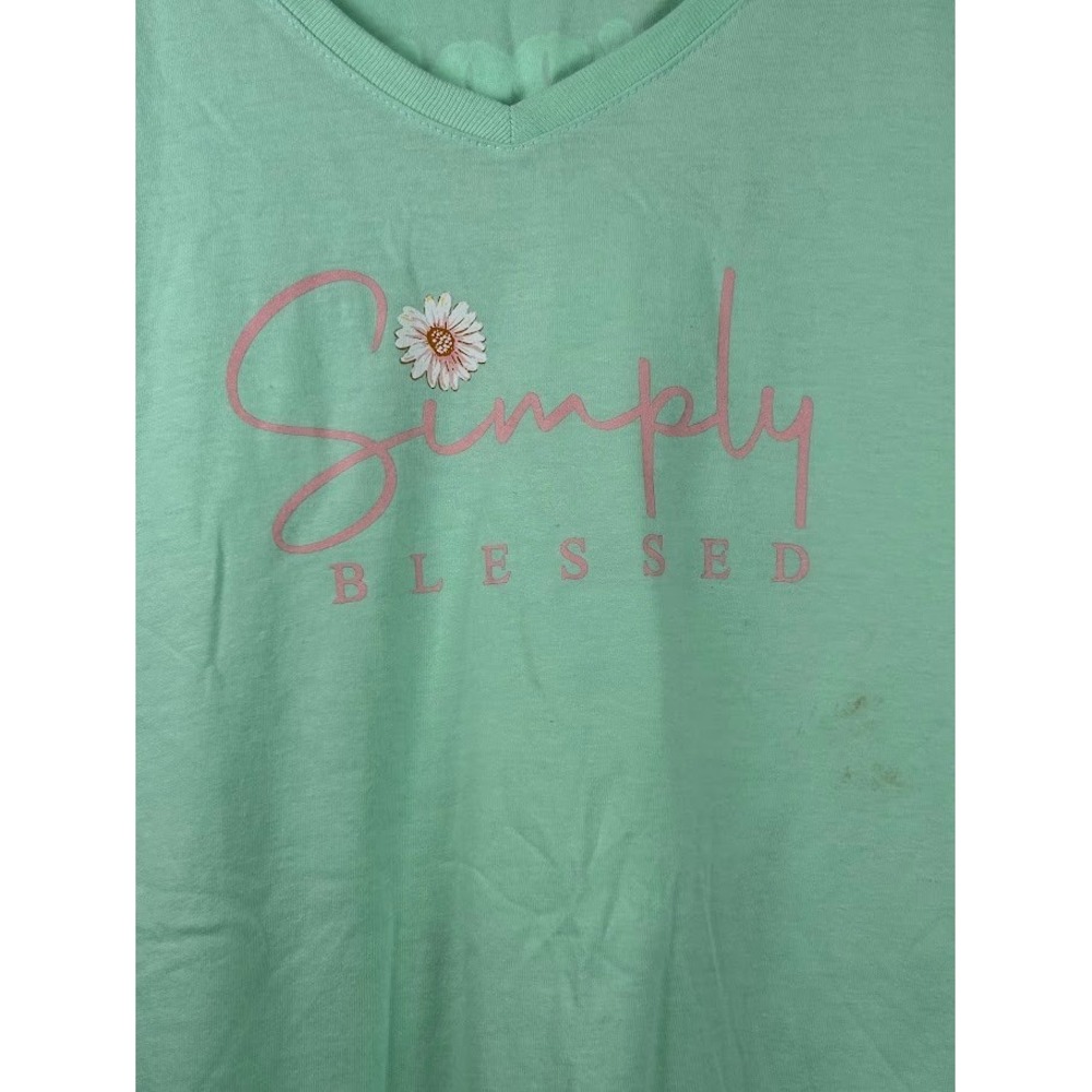 Jerzees Womens Mint Green Simply Blessed Sippin on Sunshine Graphic Tee 4XL